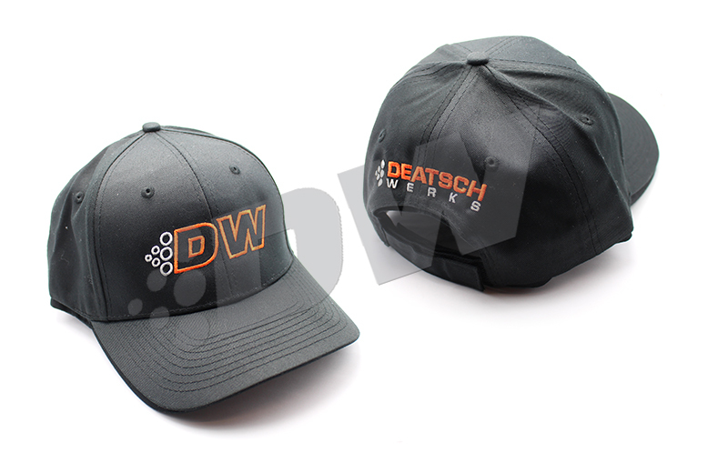 Curved bill adjustable cap with DW logo on front and DeatschWerks logo on back