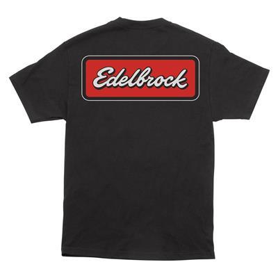 T-Shirt, Short Sleeve, Cotton, Black, Edelbrock Badge Logo, Men's X-Large, Each