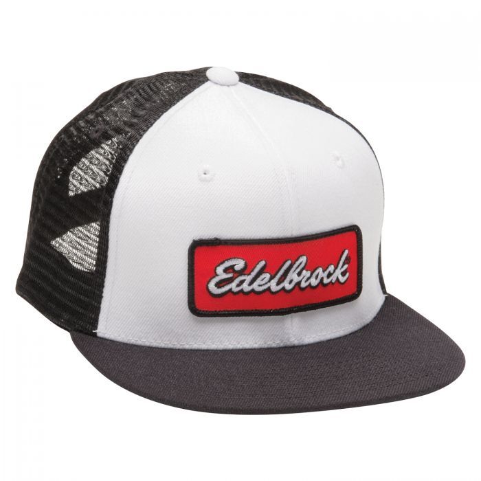 Hat, Ball Cap, Black/White, Acrylic/Nylon, Snap Closure, Edelbrock, Adult, One Size Fits All, Each