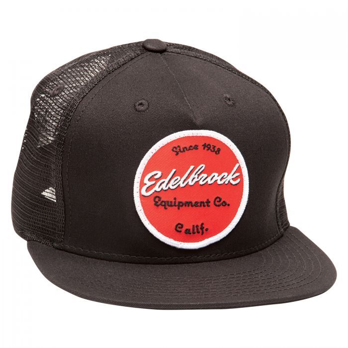Hat, Ball Cap, Black, Acrylic/Nylon, Snap Closure, Edelbrock Since 1938, Adult, One Size Fits All, Each