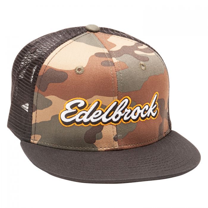 Hat, Ball Cap, Camouflage, Acrylic/Nylon, Snap Closure, Edelbrock Script, Adult, One Size Fits All, Each