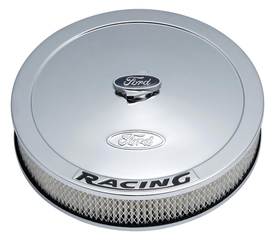 Air Filter Assembly, 13 in. Diameter, Round, Steel, Chrome, 2.625 in. Filter Height, Ford Racing Logo, Each