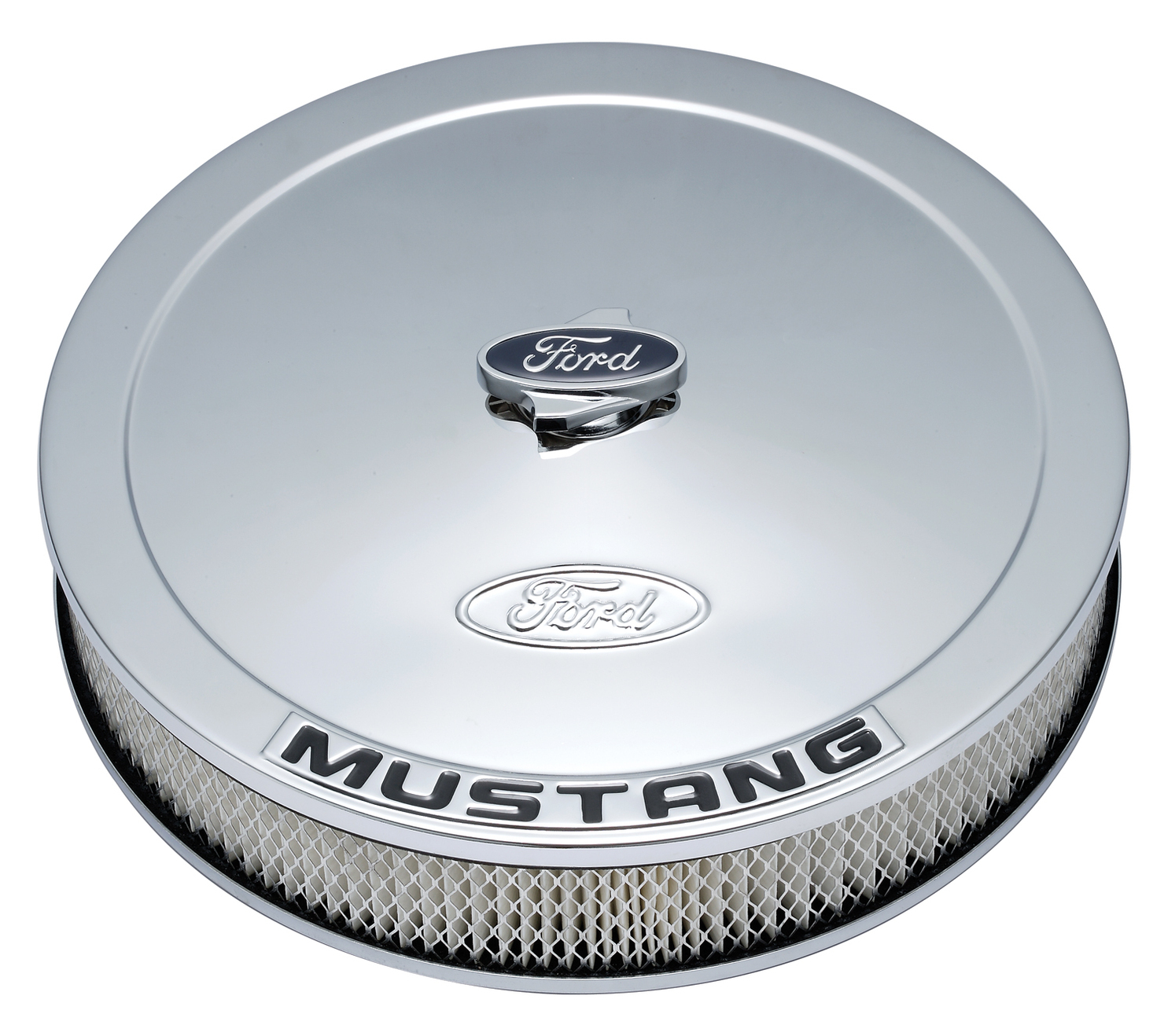 Air Filter Assembly, 13 in. Diameter, Round, Steel, Chrome, 2.625 in. Filter Height, Ford Mustang Logo, Each