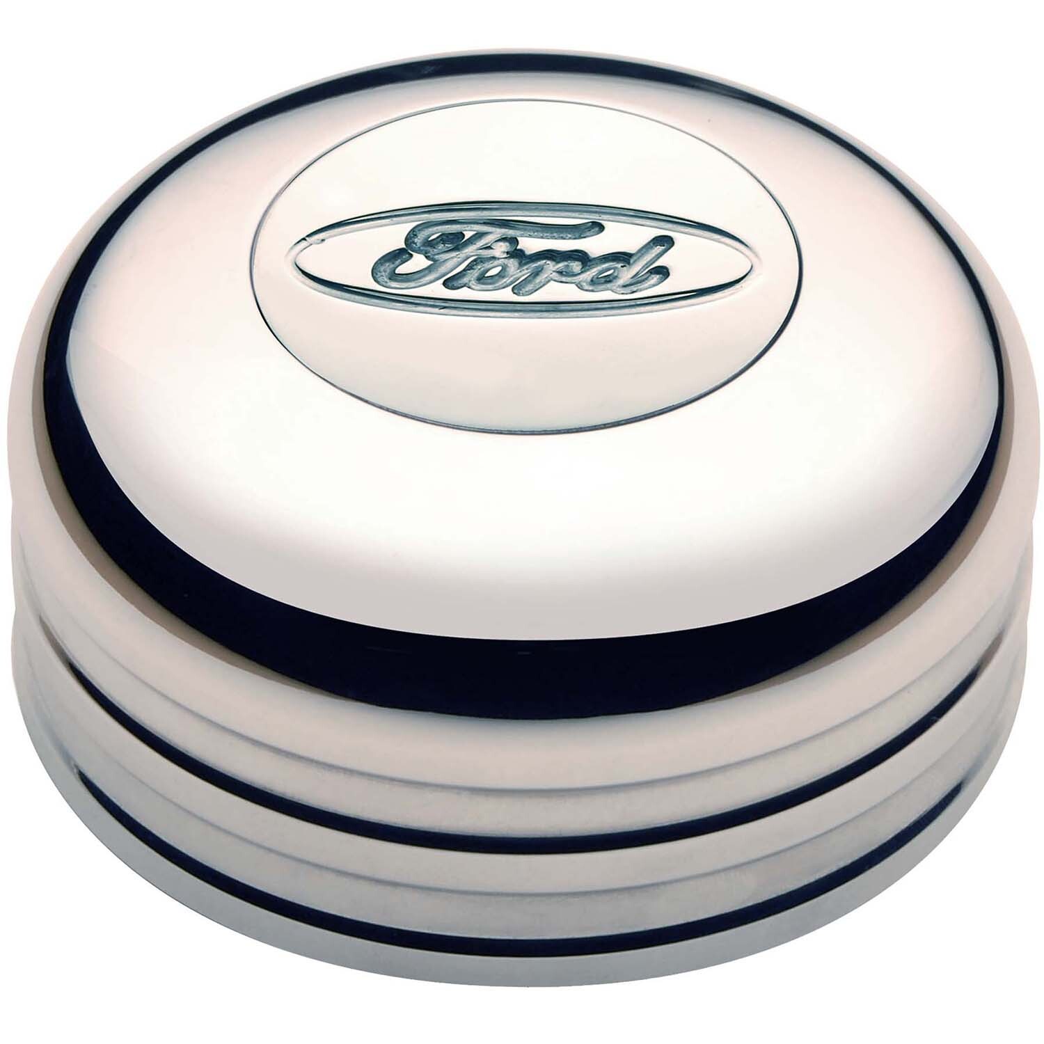 Horn Button, GT-3 Standard, Billet Aluminum, Polished, Ford Oval Logo, Each