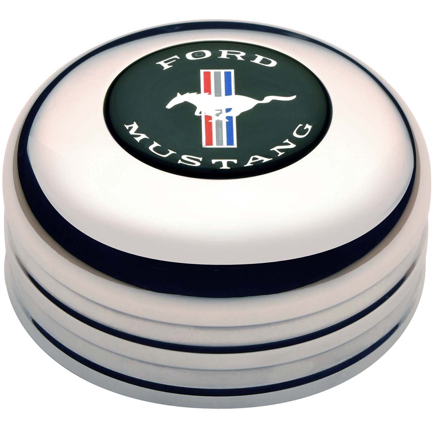 Horn Button, GT-3 Standard, Billet Aluminum, Polished, Ford Mustang Running Pony Logo, Each