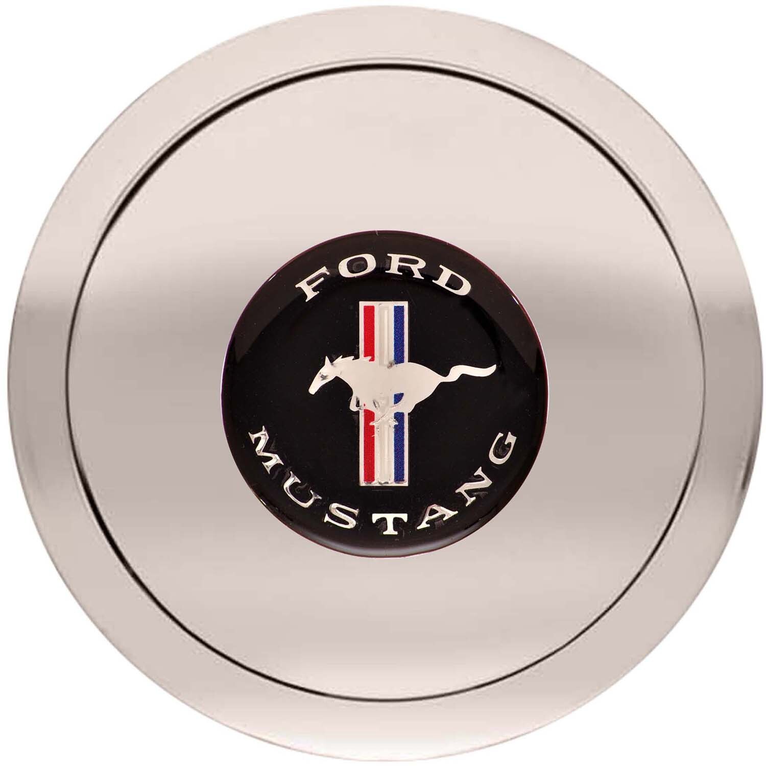Horn Button, Small, GT-9, Billet Aluminum, Polished, Ford Mustang Colored Emblem, GT Performance, Each
