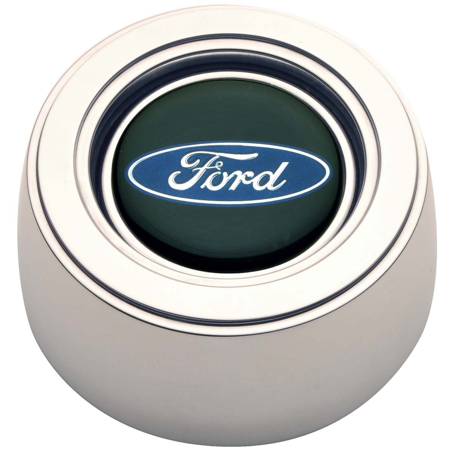 Horn Button, GT-3 Hi-Rise, Polished Billet Aluminum, Ford Colored Emblem, GT Performance, Each