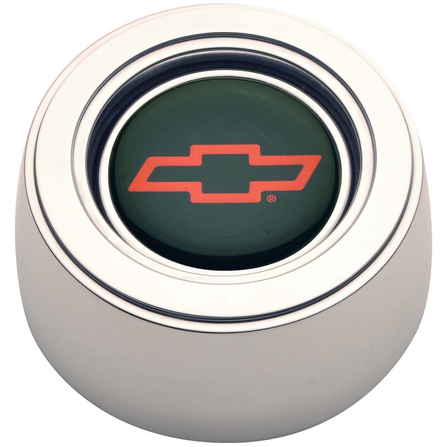 Horn Button, GT-3 Hi-Rise, Polished Billet Aluminum, Chevrolet Bowtie Colored Emblem, GT Performance, Each