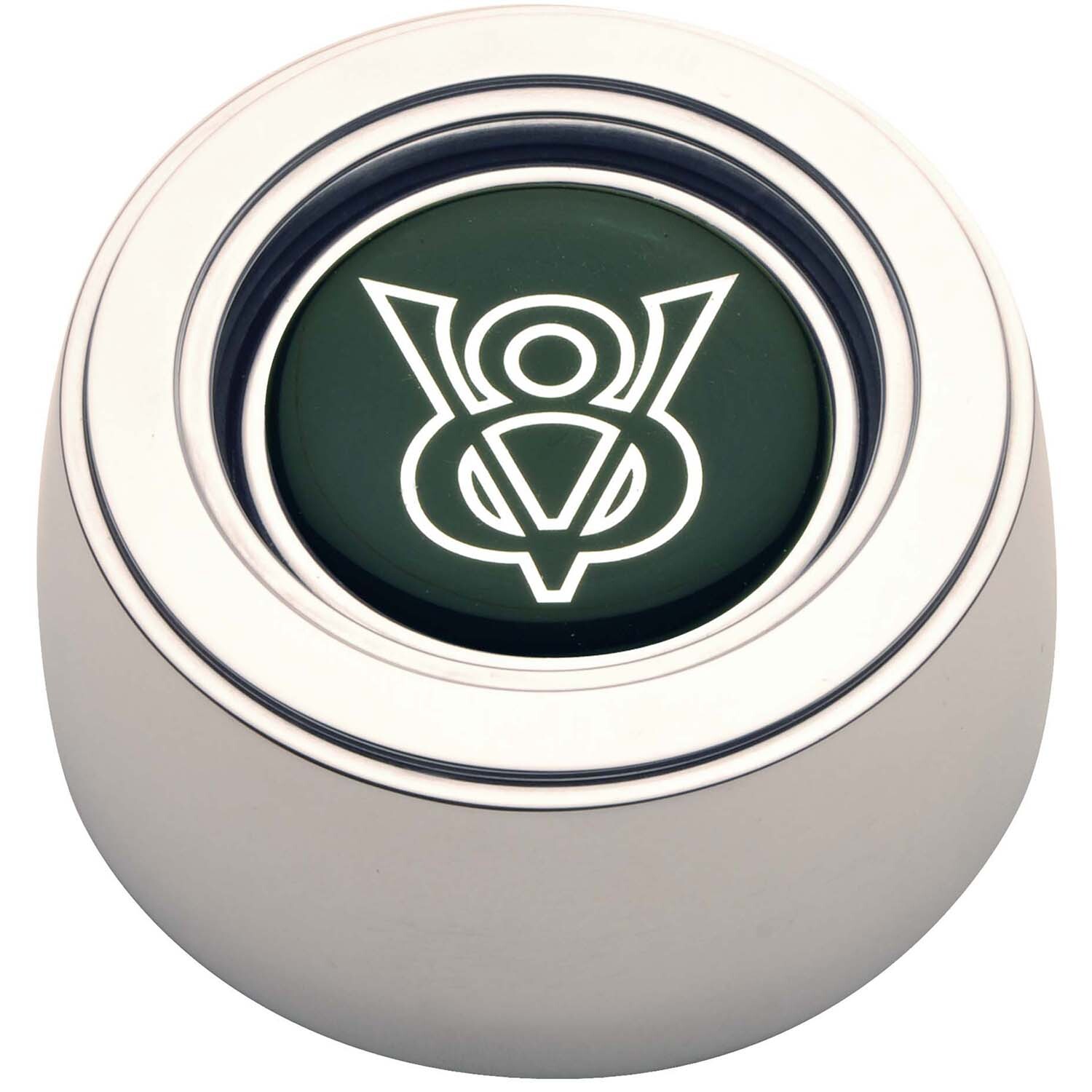 Horn Button, GT-3 Hi-Rise, Polished Billet Aluminum, V8 Colored Emblem, GT Performance, Each