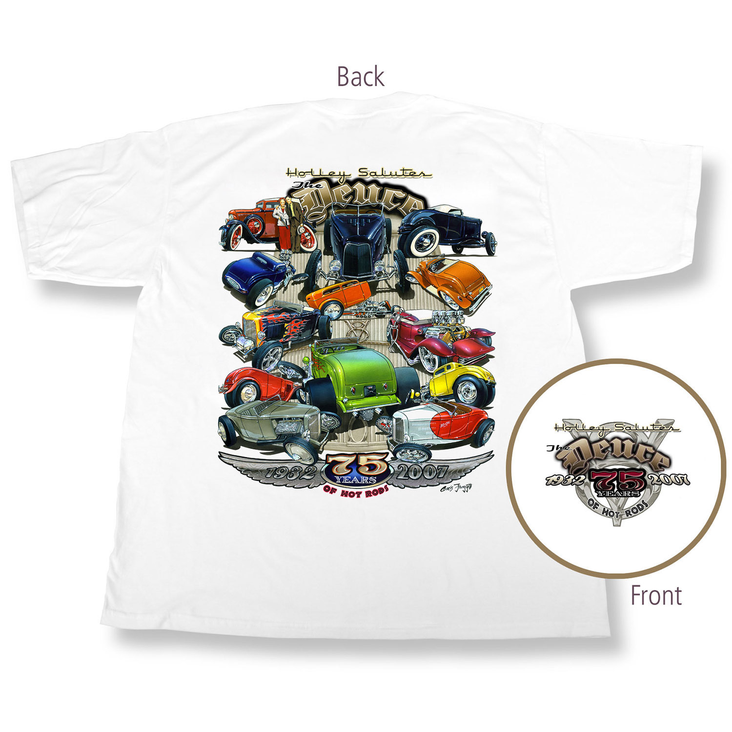 T-Shirt, 75th Anniversary Deuce, White, Men's Large, Each