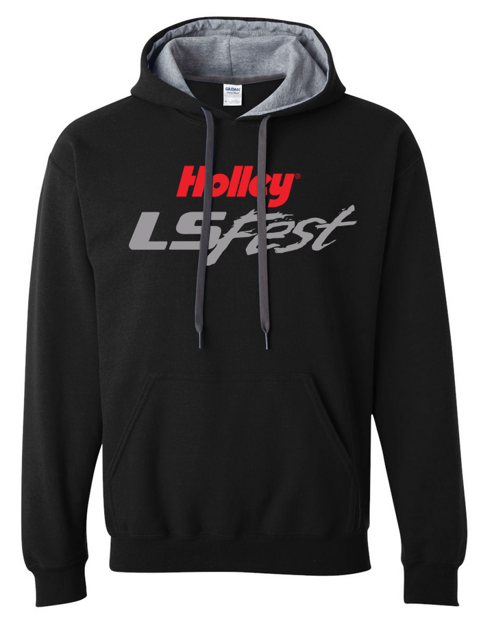 Hoodie, Hooded, Pullover, Black, Holley LS Fest, Men's 2XL, Each