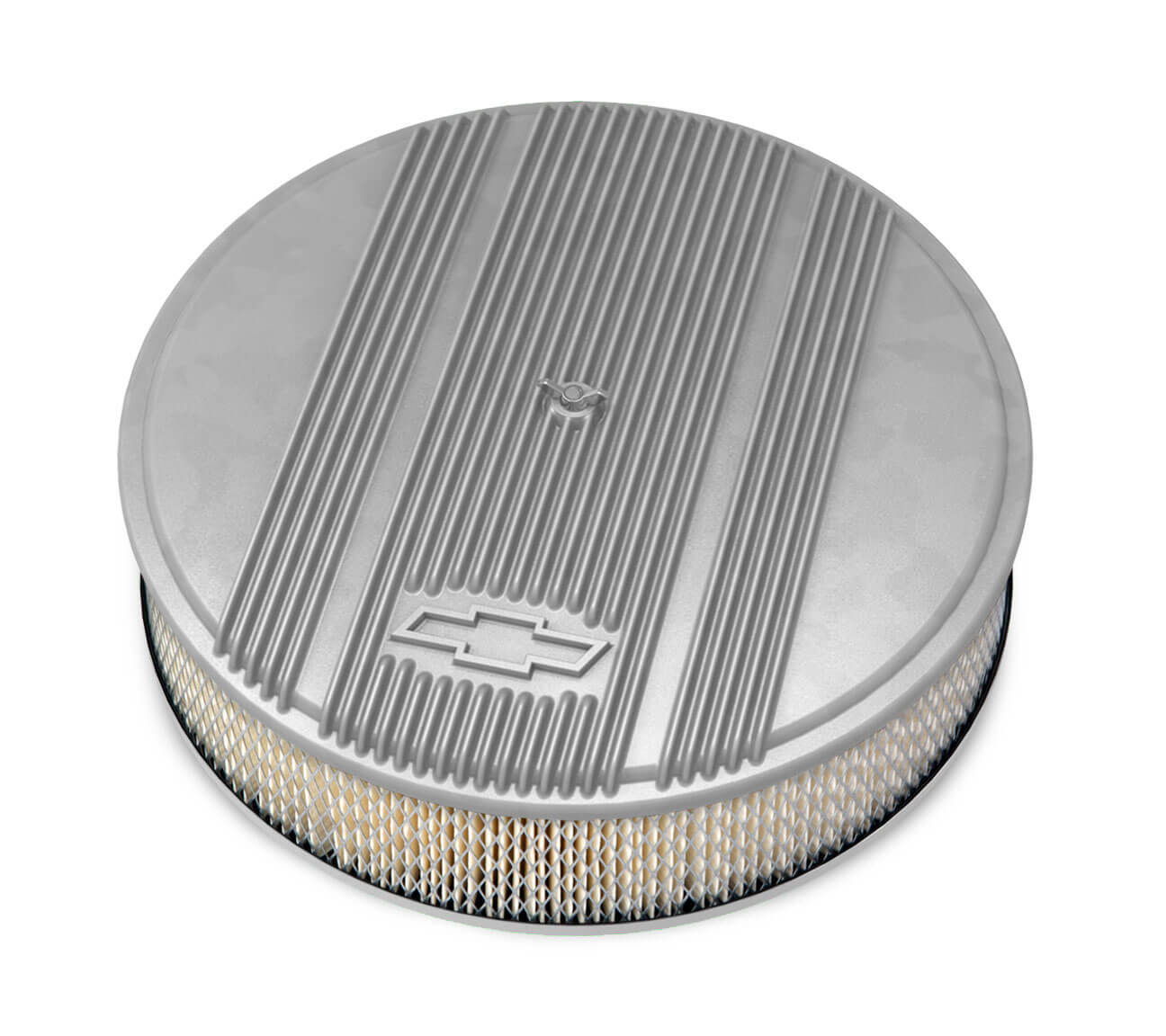 14' x 3' Air Cleaner Kit Holley GM Finned 'Bowtie' Natural Finish w/paper filter