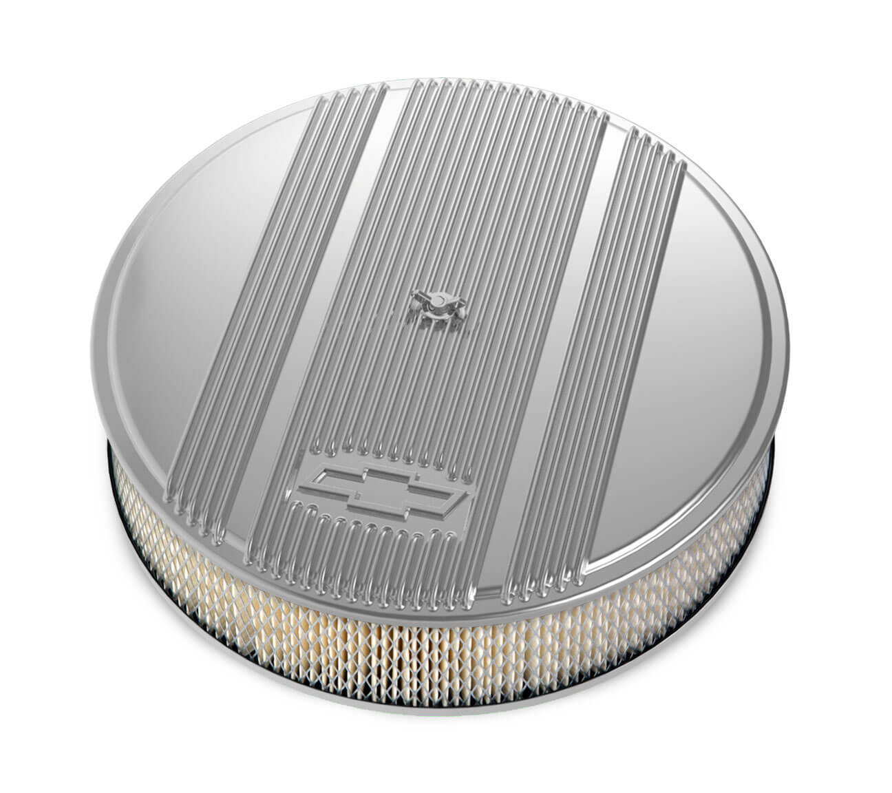 14' x 3' Air Cleaner Kit Holley GM Finned 'Bowtie' Polished Finish w/paper filter