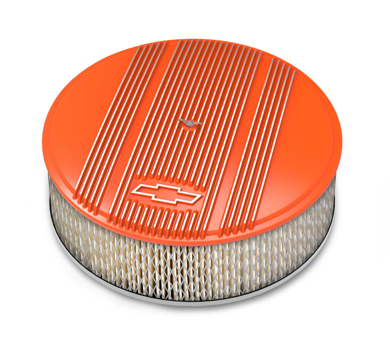 14' x 4' Air Cleaner Kit Holley GM Finned 'Bowtie' Fact. Orange Finish w/paper filter