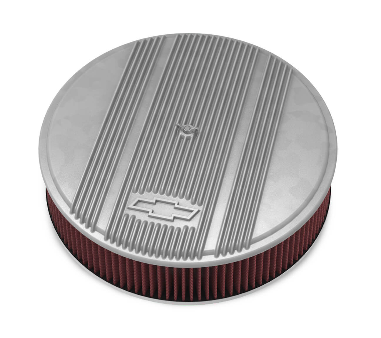 14' x 3' Air Cleaner Kit Holley GM Finned 'Bowtie' Natural Finish w/premium filter