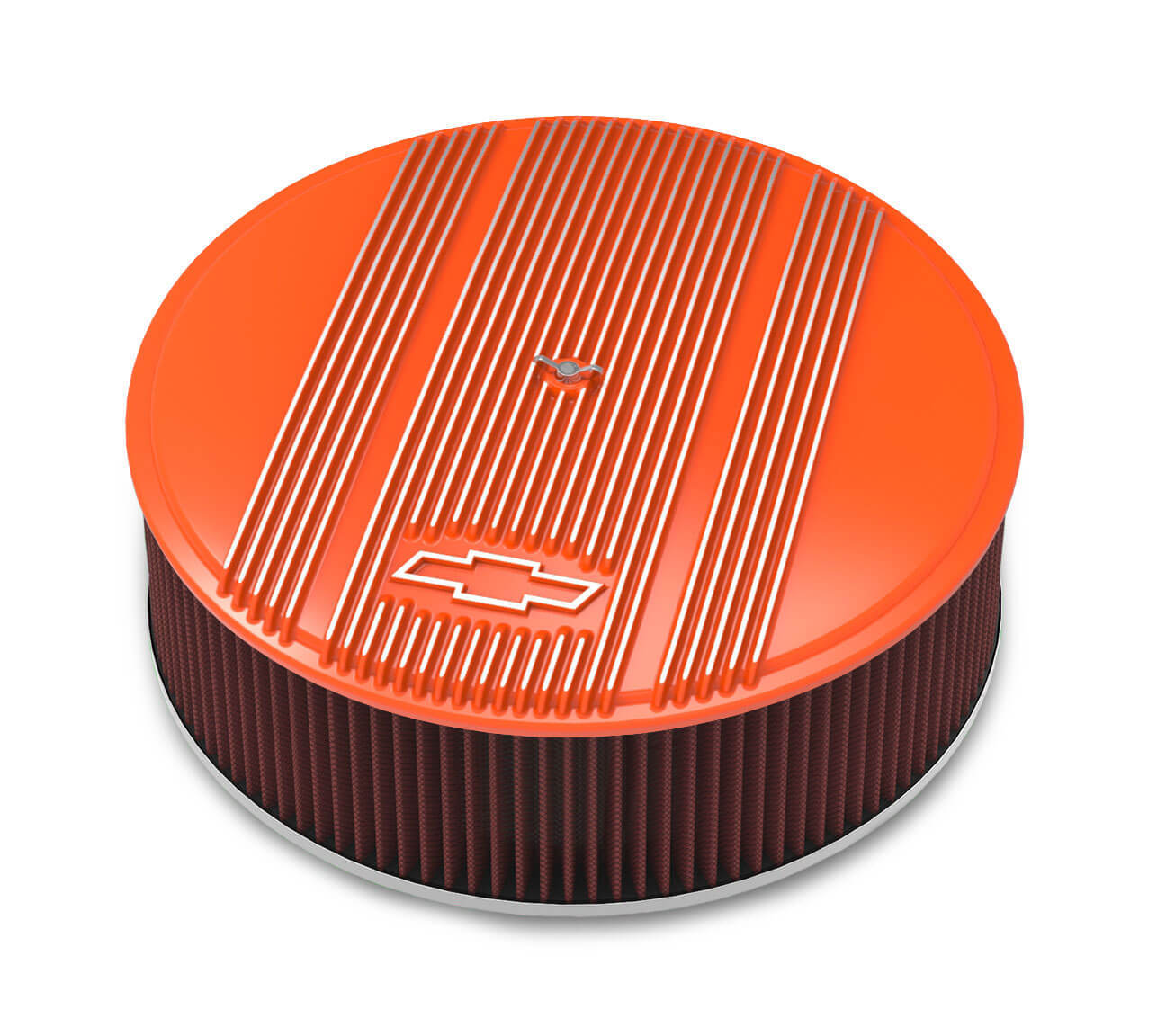 14' x 4' Air Cleaner Kit Holley GM Finned 'Bowtie' Fact. Orange Finish w/premium filter