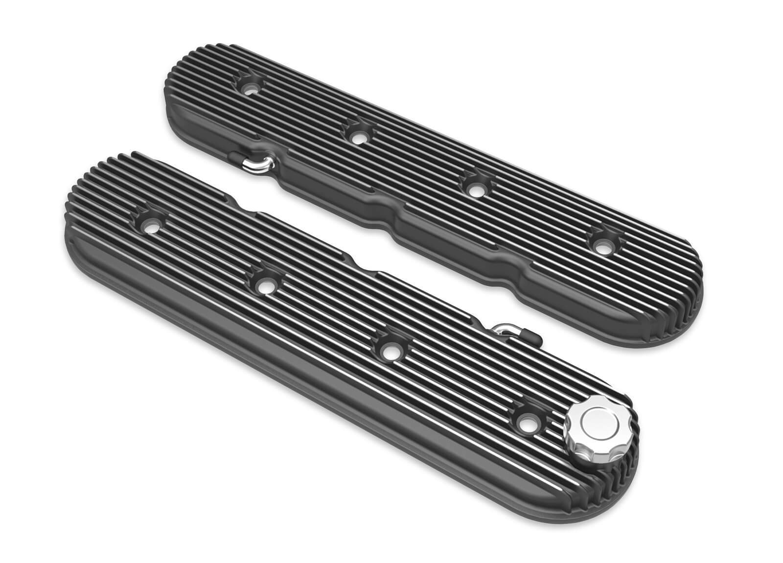 LS VALVE COVERS VINTAGE FINNED BLACK W/