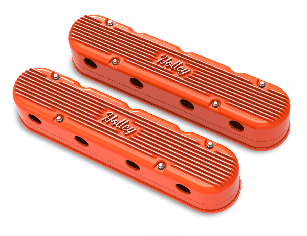 2-PIECE CAST Aluminum Valve Cover FACTORY ORANGE