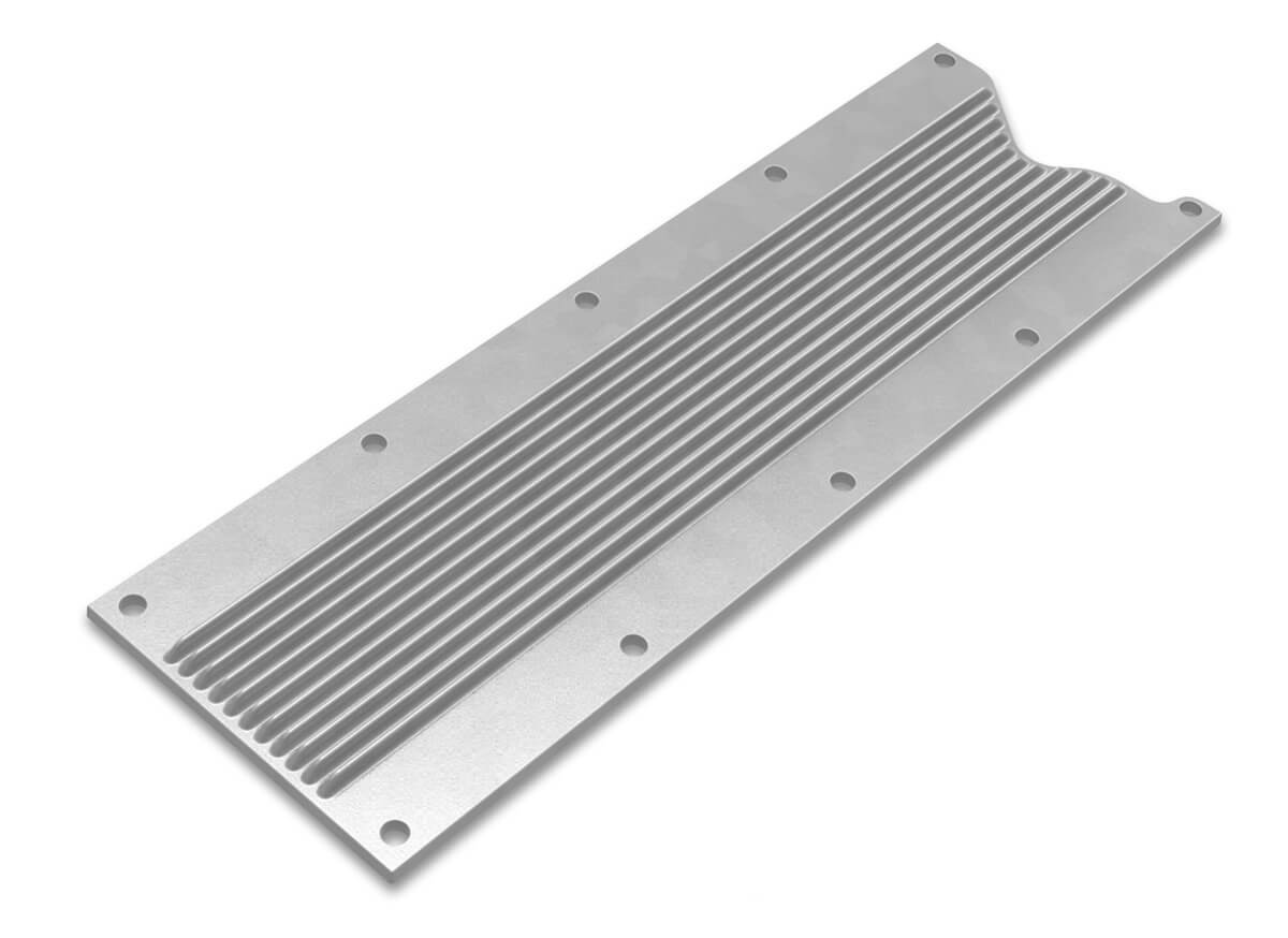 Engine Valley Cover, LS, Cast Aluminium, Natural, Finned, Chevrolet, Each