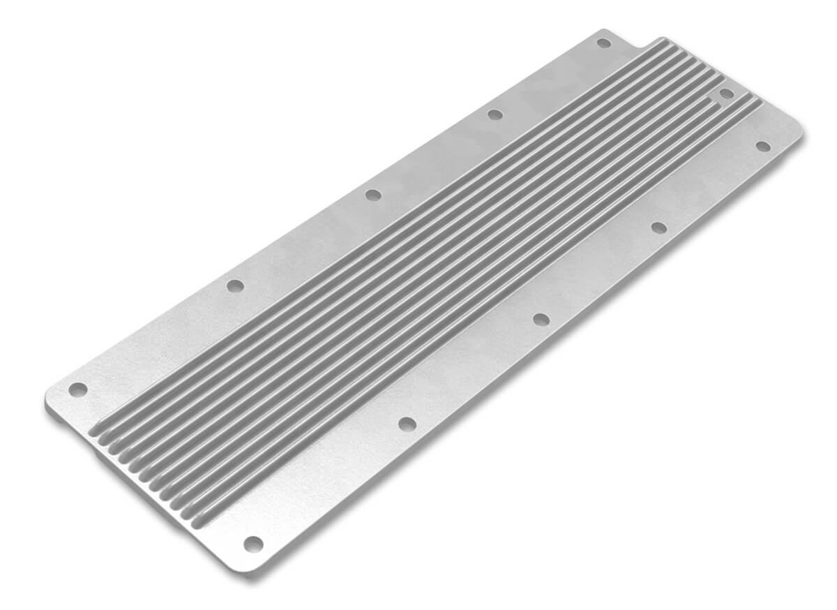 Engine Valley Cover, LS, Cast Aluminium, Natural, Finned, Chevrolet, Each