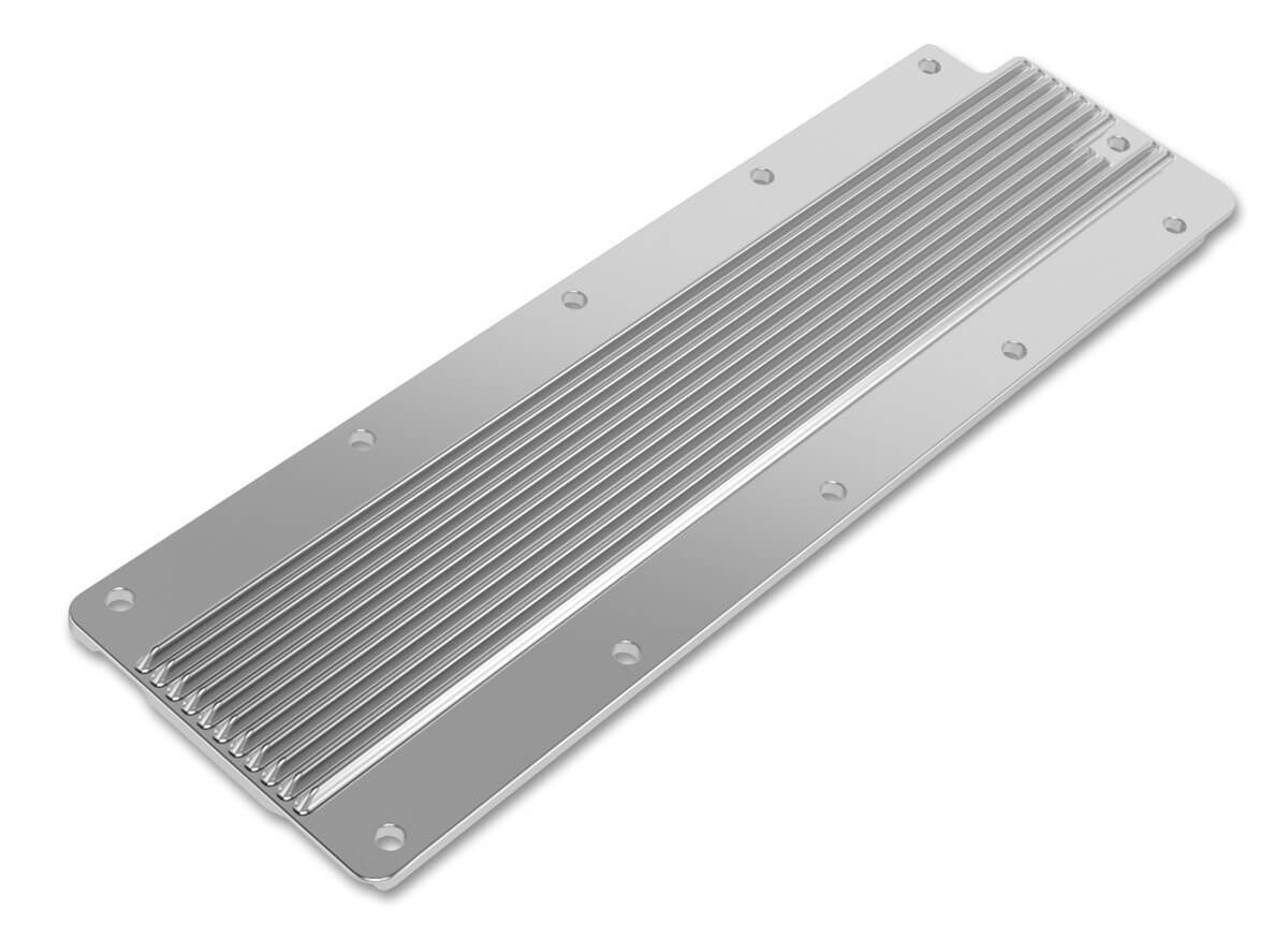 Engine Valley Cover, LS, Cast Aluminium, Polished, Finned, Chevrolet, Each