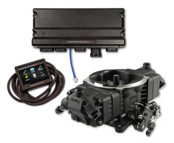 Holley EFI System, X Max Stealth, 100 lb/hr @ 58.5 PSI, 650 HP, GM LS 24x, Black, w/ trans Control, Kit