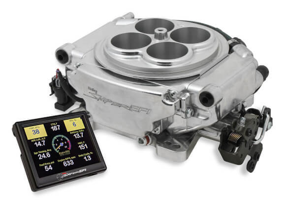 Fuel Injection System Holley Sniper EFI Self-Tuning Handheld EFI Monitor Shiny Finish TB Mounted ECU Kit