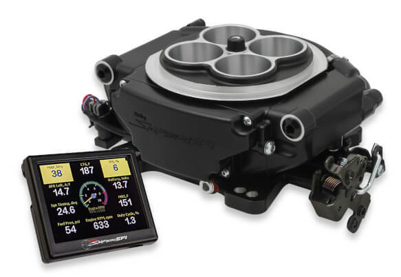 Fuel Injection System Holley Sniper EFI Self-Tuning Handheld EFI Monitor Black Ceramic TB Mounted ECU Kit