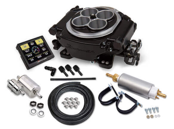 Fuel Injection System Master Kit Holley Sniper EFI Self-Tuning Handheld EFI Monitor Black Ceramic TB Mounted ECU