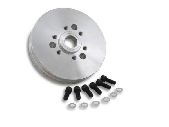 Pulley, Accessory Drive, Weiand 6-71 to 14-71, Aluminium, Natural, V-Belt, 2-Groove, Chevrolet, Small/Big Block, Each