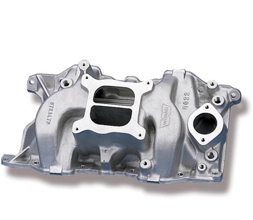 Intake Manifold, Stealth, Dual Plane, Aluminum, Natural, Square Bore, Chrysler, 318, 340, 360, Each