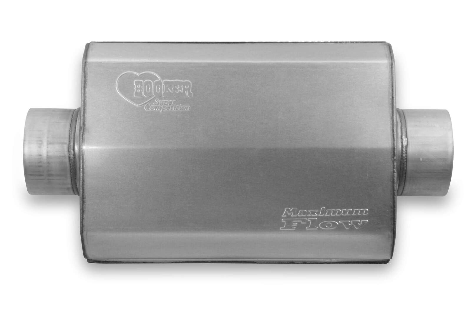 HOOKER Muffler, Maximum Flow, 4 in. Inlet/4 in. Outlet, 14 in. Case Length, Steel, Aluminized, Each