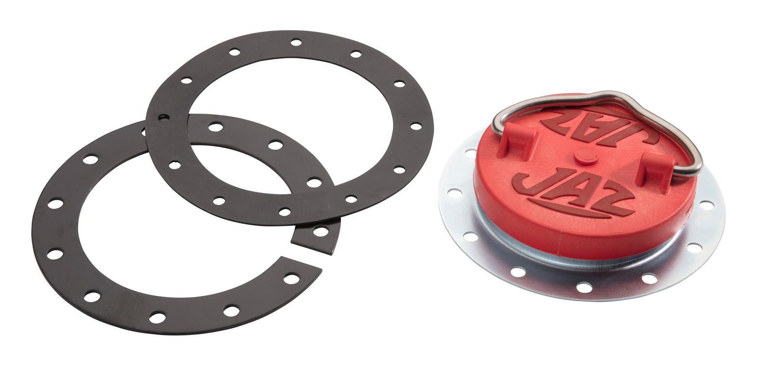 Fuel Cell Cap, Assembly, Bail Handle, Plastic, Red, D-ring, Non-vented, 12 Bolt Holes, Kit