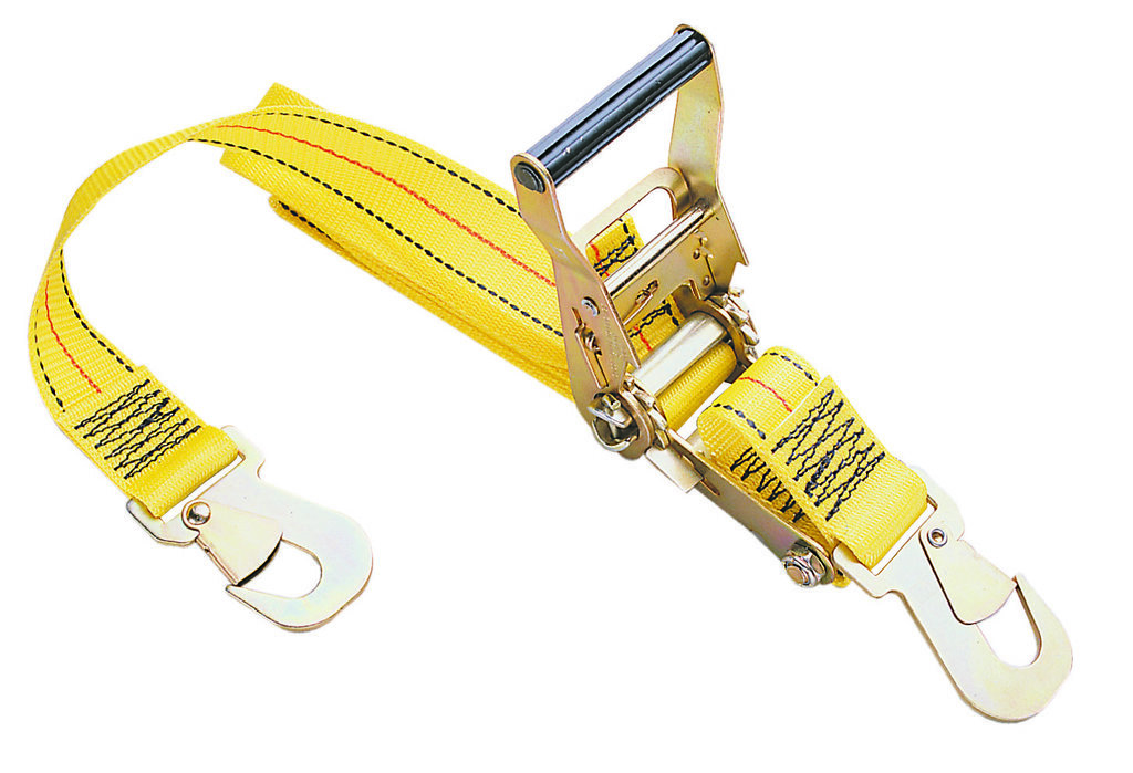 Tie-Down Strap, Twisted Snap Hook, Ratchet, Yellow, 2.0 in. Width, 8 ft. Length, 3, 333 lbs. Rating, Each