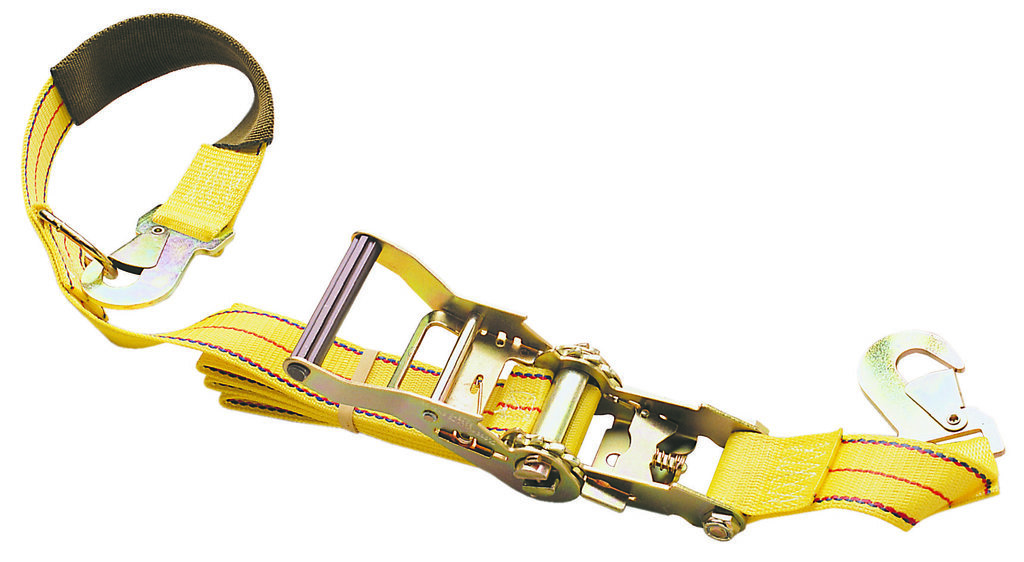 Tie-Down Strap, Twisted Snap Hook, D-Ring, Yellow, 2.0 in. Width, 8 ft. Length, 3, 333 lbs. Rating, Each