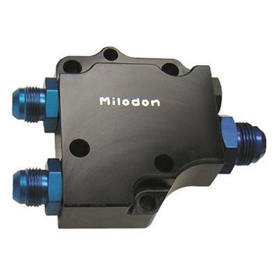MILODON Oil Pump Cover, Motor Plate Style/Remote Filter, Billet Aluminum, Black, -16 AN Fitting, For Dodge, For Plymouth, Hemi Motor Mounts, Each
