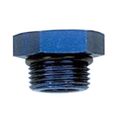 MILODON Fitting, Plug, -12 AN O-Ring Male, Straight, Aluminum, Blue, Each