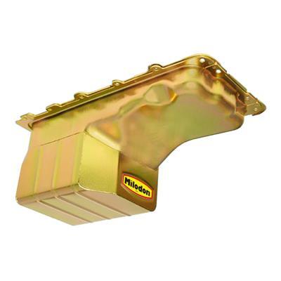 MILODON Oil Pan, Steel, Gold Iridite, 7 qt., For Ford, 4.6/5.4L, Each
