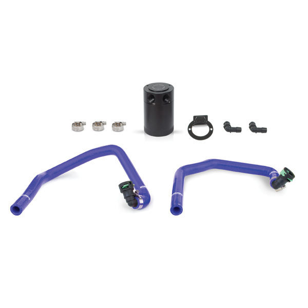 Ford Mustang EcoBoost Baffled Oil Catch Can, PCV Side, 2015+ Blue