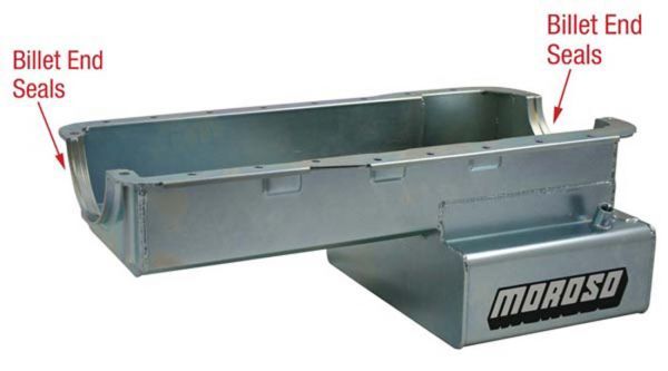 Oil Pan, Steel, Wet Sump, 7 Qt., Ford 351W, Road Race Baffled, Billet End Seals, Front Sump, Each