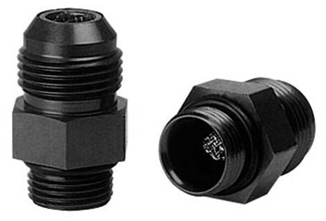 Fittings, Dry Sump/Oil Pump with Screen, Straight, Male -12 AN to Male -10 AN O-Ring, Aluminium, Black, Pair