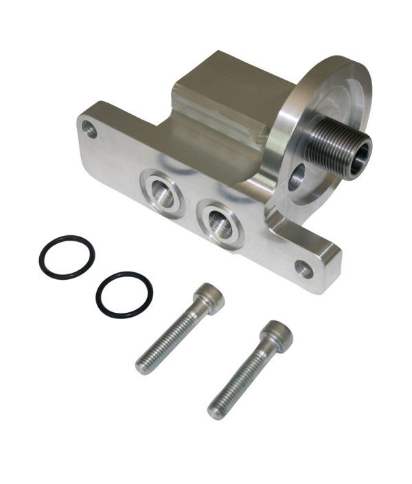 Oil Filter Adapter GM LS Spin On 90 Deg, Each