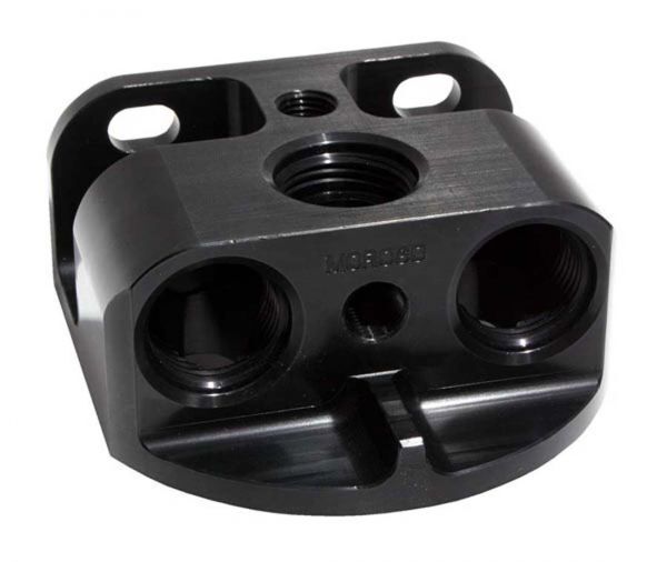 Oil Filter Adapter, Oil Filter Remote Mount, Front Port, 13/16 In -16, 3/4 In -16, 22mm Thread, Each