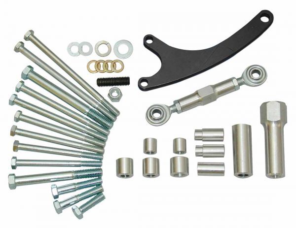 Alternator Bracket, Aluminum, Black, Cylinder Head Mount, Electric Water Pump, Ford, 260/289/302/351, Each