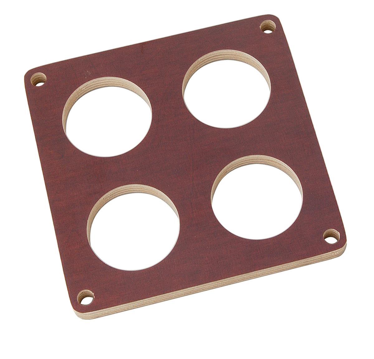 Carburetor Spacer, Wood, .500in. Thick, 4-Hole, Dominator Bore, Each