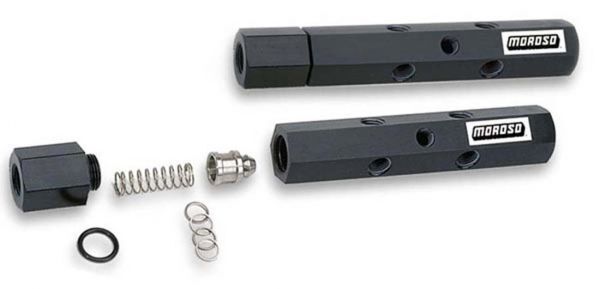 Fuel Log, Aluminium, Black Anodized, 3/8" NPT Female to 1/4" NPT Female, 1/8" NPT Gauge Port, Each