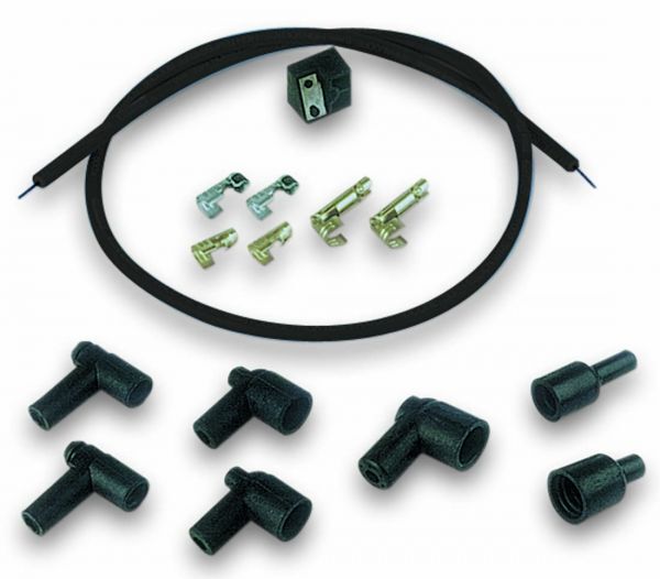 Coil Wire, Blue Max, Spiral Core, 8mm, Black, Male HEI/Female Sockets, 90 Degree Boots, 36in. Long, Kit