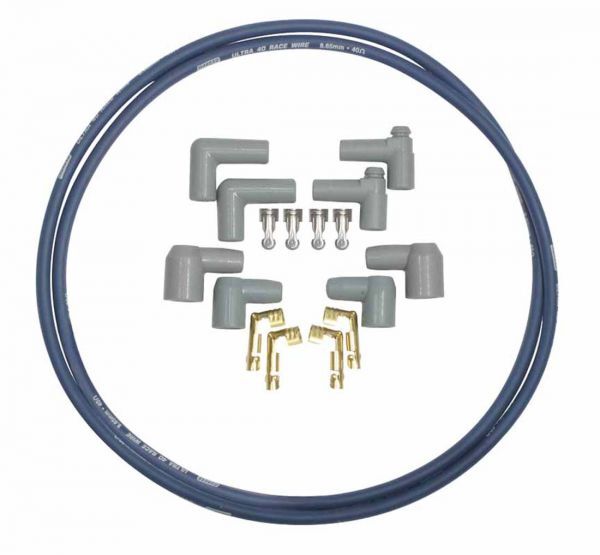 Coil Wire, Ultra 40, Spiral Core, 8.65mm, Blue, Male HEI/Female Sockets, 90 Degree Boots, 72in. Long, Kit