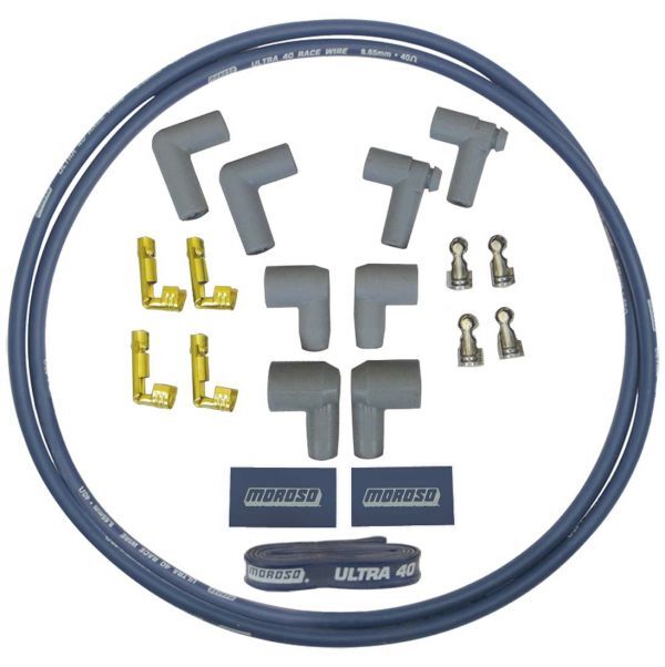 Coil Wire, Ultra 40, Spiral Core, 8.65mm, Blue, Male HEI/Female Sockets, 90 Degree Boots, 48in. Long, Kit