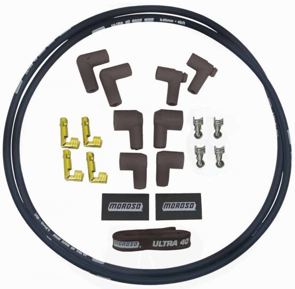 Coil Wire, Ultra 40, Spiral Core, 8.65mm, Black, Male HEI/Female Sockets, 90 Degree Boots, 48in. Long, Kit